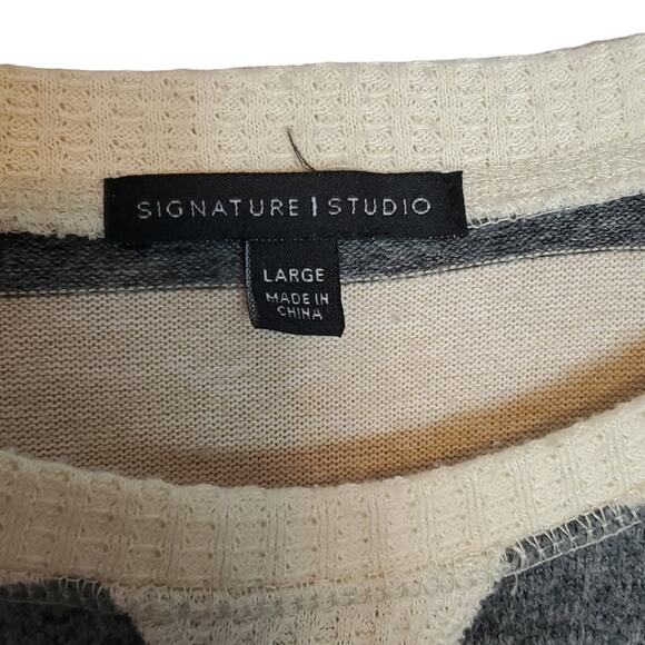 Signature Studio Dolman Sleeve Striped Sweater, L - Picture 2 of 6